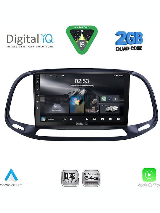 Digital IQ Car Audio System for Opel Combo Fiat Doblo 2015-2018 (Bluetooth/USB/WiFi/GPS/Apple-Carplay/Android-Auto) with Touch Screen 9"