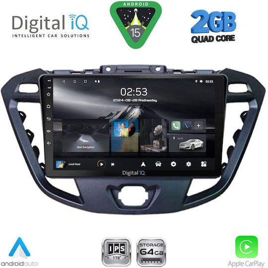 Digital IQ Ηχοσύστημα Αυτοκινήτου για Ford Transit Custom / Tourneo Custom 2013-2019 (Bluetooth/USB/WiFi/GPS/Apple-Carplay/Android-Auto) με Οθόνη Αφής 9"