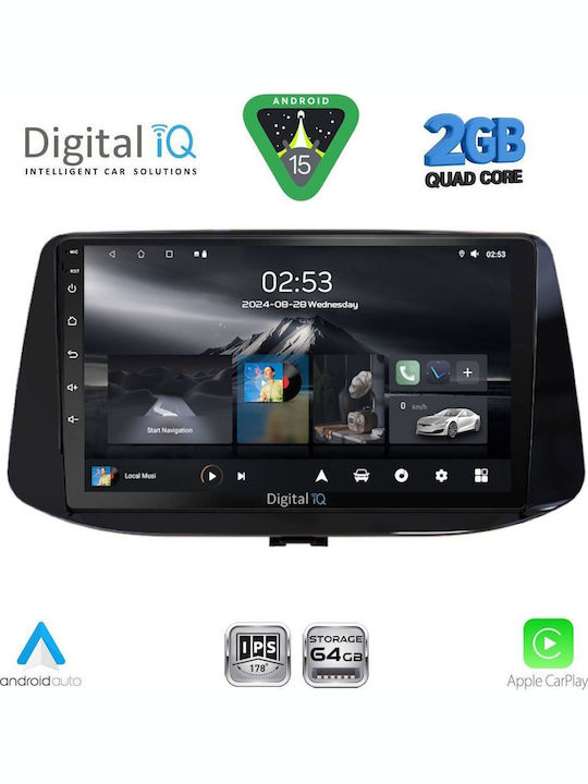 Digital IQ Car Audio System for Hyundai i30 2018 (Bluetooth/USB/WiFi/GPS/Apple-Carplay/Android-Auto) with Touch Screen 9"