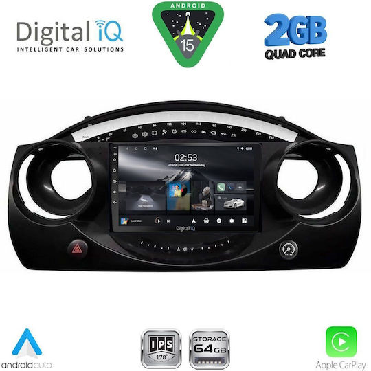 Digital IQ Car Audio System for Mini Cooper 2000-2006 (Bluetooth/USB/WiFi/GPS/Apple-Carplay/Android-Auto) with Touch Screen 9"