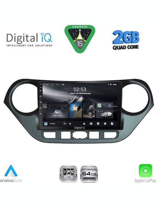 Digital IQ Car Audio System for Hyundai i10 2014-2020 (Bluetooth/USB/WiFi/GPS/Apple-Carplay/Android-Auto) with Touch Screen 9"