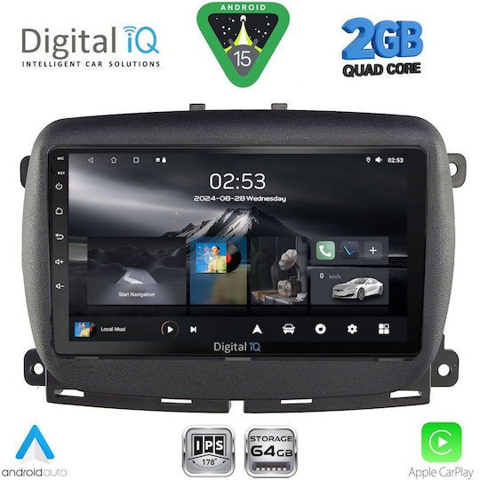 Digital IQ Ηχοσύστημα Αυτοκινήτου για Fiat 500 2016 (Bluetooth/USB/WiFi/GPS/Apple-Carplay/Android-Auto) με Οθόνη Αφής 9"