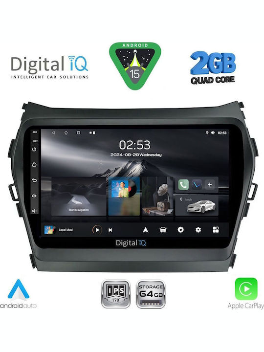Digital IQ Car Audio System for Hyundai iX45 / Santa Fe 2013-2017 (Bluetooth/USB/WiFi/GPS/Apple-Carplay/Android-Auto) with Touch Screen 9"