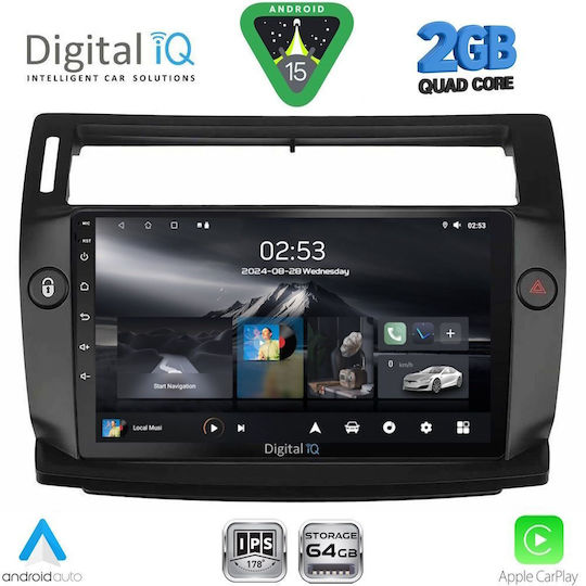 Digital IQ Car Audio System for Citroen C4 2004-2011 (Bluetooth/USB/WiFi/GPS/Apple-Carplay/Android-Auto) with Touch Screen 9"