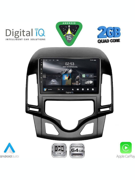 Digital IQ Car Audio System for Hyundai i30 2007-2012 with Clima (Bluetooth/USB/WiFi/GPS/Apple-Carplay/Android-Auto) with Touch Screen 9"