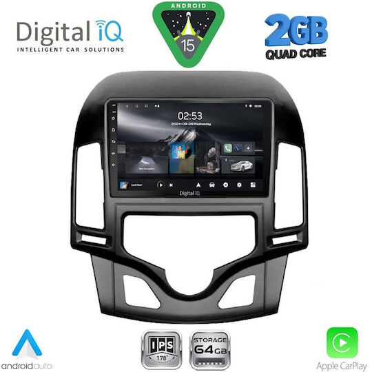 Digital IQ Car Audio System for Hyundai i30 2007-2012 with Clima (Bluetooth/USB/WiFi/GPS/Apple-Carplay/Android-Auto) with Touch Screen 9"