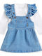 Mädchenkleider Denim Set mit Bluse Blau