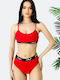 Set Bikini Sutien Sport Talie Înaltă Roșu
