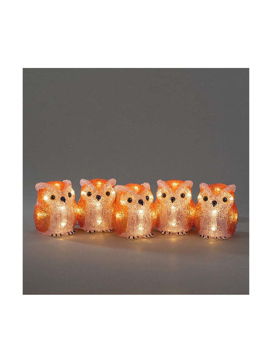 Set Figurină De Crăciun Iluminată Konstsmide Bufnițe 40 Leduri 10cm 5 Bucăți 6135-103