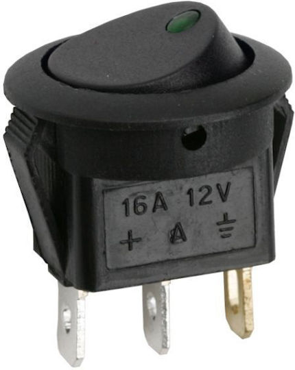 Set 5 Bucăți Comutator Balansoar 1 Circuit 16A-12VDC Off-On Verde Led