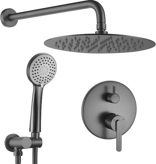 Rea Set Mixer, Telefon & Cap Duș Îngropată pentru Cadă Gri