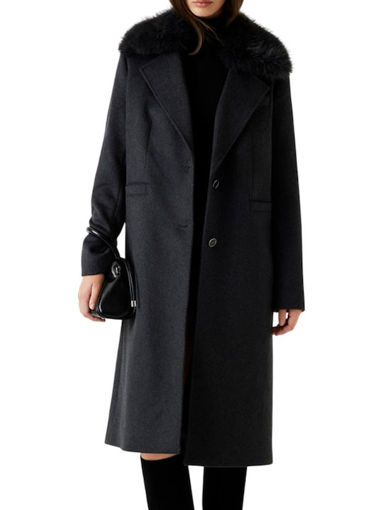 Guess Women's Anthracite Coat with Buttons