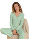 Siyah Inci Winter Women's Pyjama Set Green
