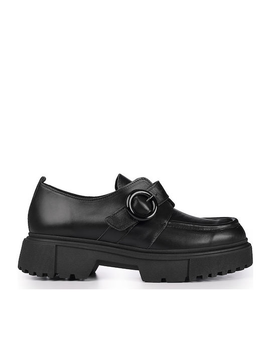 Eris Shoes Leder Damen Loafers in Schwarz Farbe
