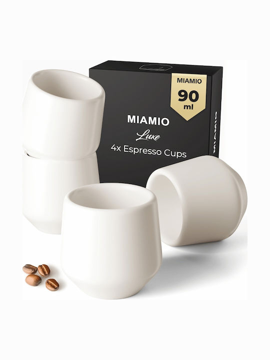 Miamio Set Tassen Espresso Keramik Weiß 90ml 4Stück