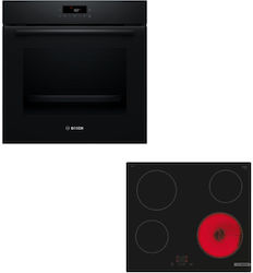 Bosch Άνω Πάγκου με Κεραμικές Εστίες Μαύρος HBA572BB4 + PKE61RBA2E