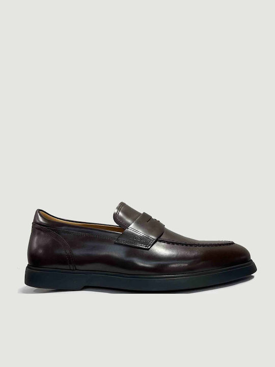Boss Shoes Δερμάτινα Ανδρικά Loafers σε Καφέ Χρώμα