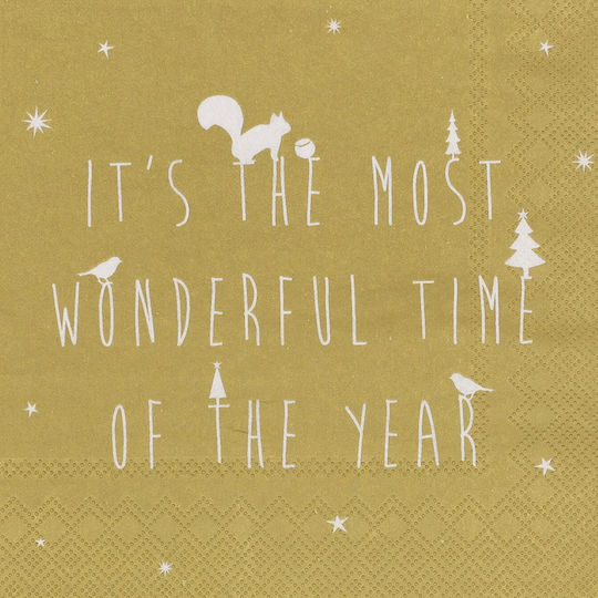 Raeder Most Wonderful Christmas Napkins White L25xW25cm.