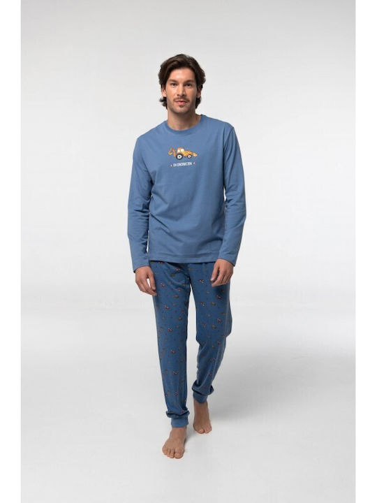 Dark Elephant Men's Winter Pajamas Set Blue
