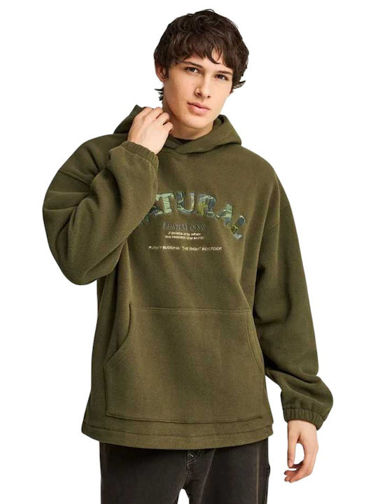 Funky Buddha Ζακέτα με Κουκούλα Dusty Olive Green