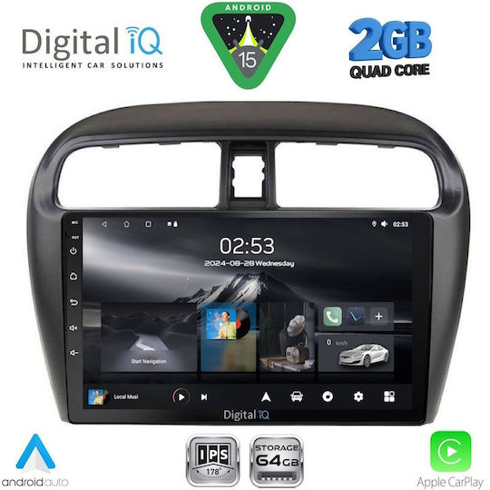 Digital IQ Car Audio System for Mitsubishi Space Star 2013-2020 (Bluetooth/USB/WiFi/GPS/Apple-Carplay/Android-Auto) with Touch Screen 9"