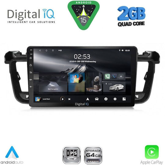 Digital IQ Car Audio System for Peugeot 508 2010-2016 (Bluetooth/USB/WiFi/GPS/Apple-Carplay/Android-Auto) with Touch Screen 9"