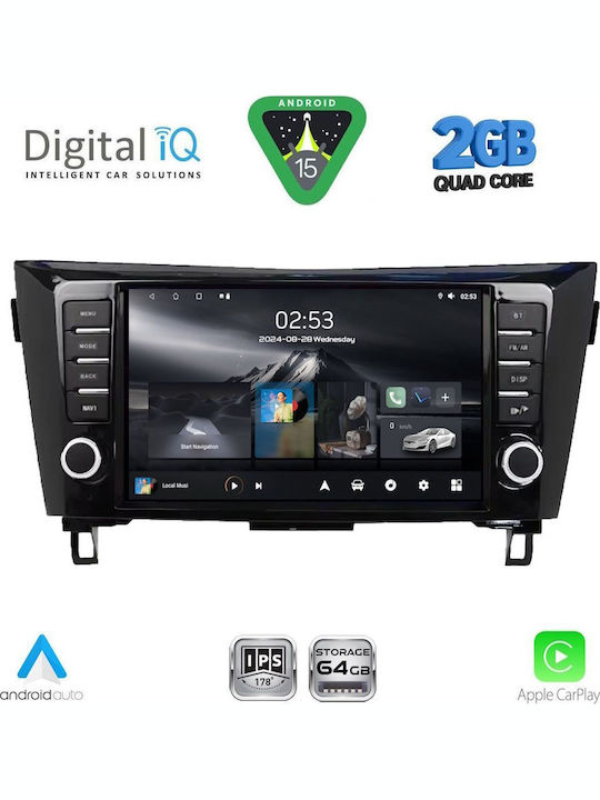 Digital IQ Car Audio System for Nissan Qashqai / X-Trail 2014-2021 (Bluetooth/USB/WiFi/GPS/Apple-Carplay/Android-Auto) with Touch Screen 9"