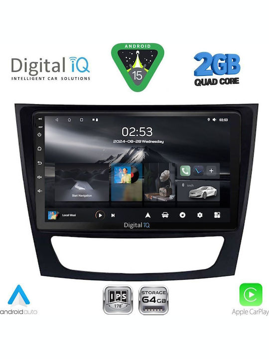 Digital IQ Auto-Audiosystem für Mercedes-Benz E Klasse / CLS Klasse 2003-2009 (Bluetooth/USB/WiFi/GPS/Apple-Carplay/Android-Auto) mit Touchscreen 9"