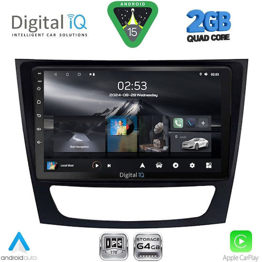 Digital IQ Auto-Audiosystem für Mercedes-Benz E Klasse / CLS Klasse 2003-2009 (Bluetooth/USB/WiFi/GPS/Apple-Carplay/Android-Auto) mit Touchscreen 9"