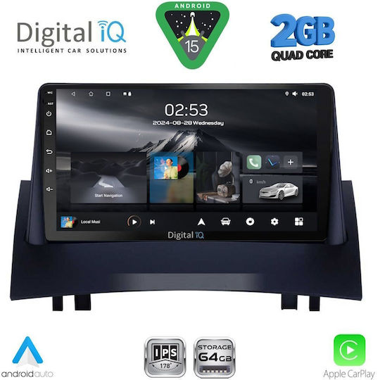 Digital IQ Car Audio System for Renault Megane 2002-2008 (Bluetooth/USB/WiFi/GPS/Apple-Carplay/Android-Auto) with Touch Screen 9"