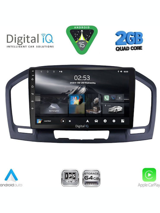 Digital IQ Auto-Audiosystem für Opel Abzeichen 2008-2013 (Bluetooth/USB/WiFi/GPS/Apple-Carplay/Android-Auto) mit Touchscreen 9"