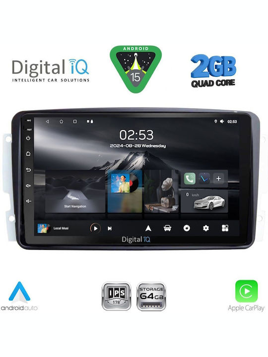 Digital IQ Car Audio System for Mercedes-Benz CLK Class 2000-2004 (Bluetooth/USB/WiFi/GPS/Apple-Carplay/Android-Auto) with Touch Screen 9"