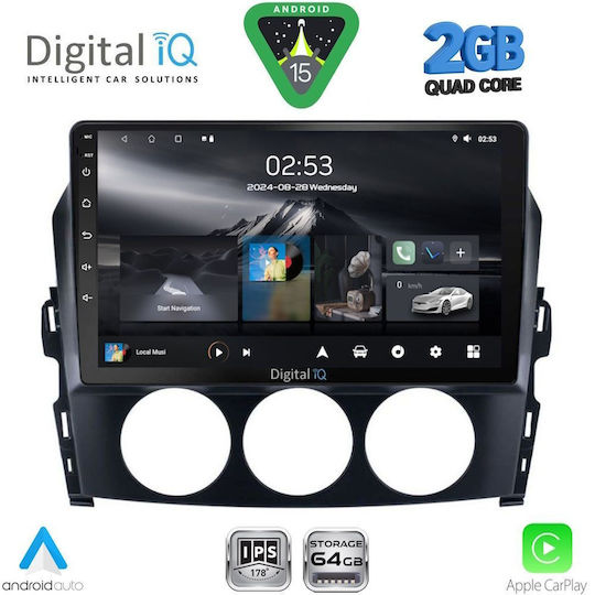 Digital IQ Ηχοσύστημα Αυτοκινήτου για Mazda MX-5 2005-2015 (Bluetooth/USB/WiFi/GPS/Apple-Carplay/Android-Auto) με Οθόνη Αφής 9"