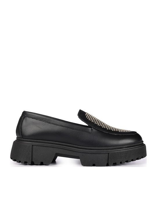Eris Shoes Leder Damen Loafers in Schwarz Farbe
