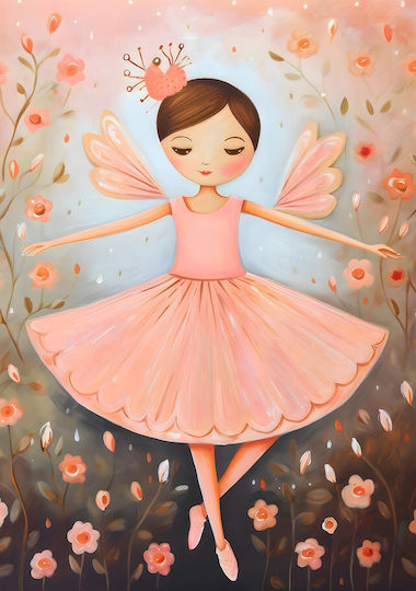 Kids Wall Art Framed Ballerina 21x30cm