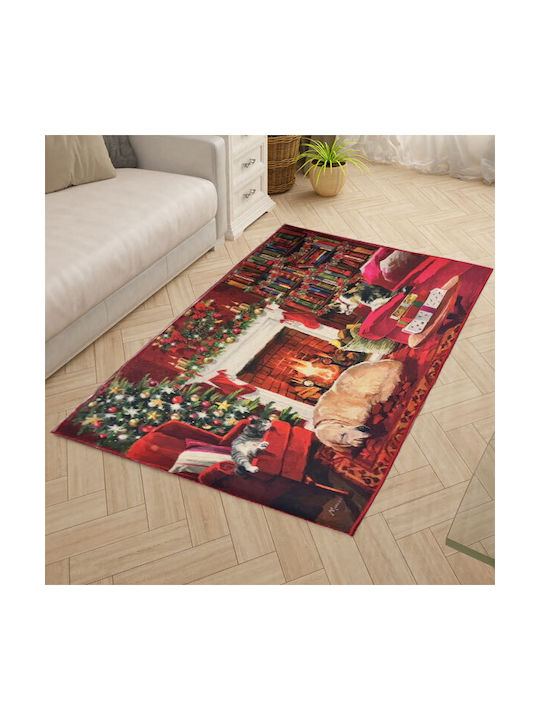 SpitiBazaar Teppich Rechteckig Synthetisch,Polyester/Cotton/Leather Red