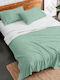 Palatex Сет Чаршафи с 2 Калъфки Кралица Фланелени с Ластик 160x260см. Stepp Botanic Green-beige 3бр