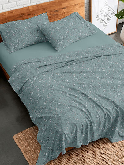 Palatex Сет Чаршафи Фланелени с Ластик 170x205+30см. Stepp Samoan Aqua 4бр