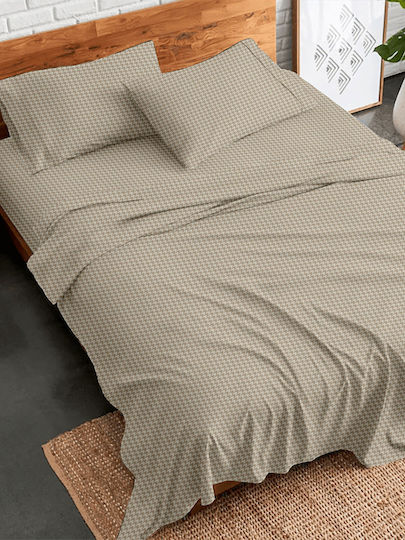 Palatex Stepp Σετ Σεντόνια King Size Φανελένια με Λάστιχο 230x260εκ. Potter Beige (4τμχ)
