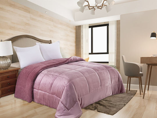 Bettbezug mit Microfiber-Füllung Großes Doppelbett 240x260cm Square Pink