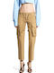 Jenna Damen Stoff Cargo Hose Brown