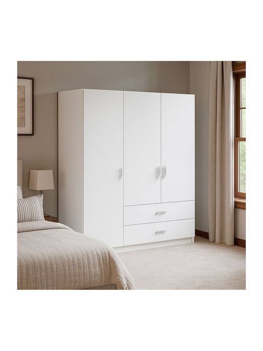 Ușă triplă Dulap de Haine Royal Alb 150x58x177cm