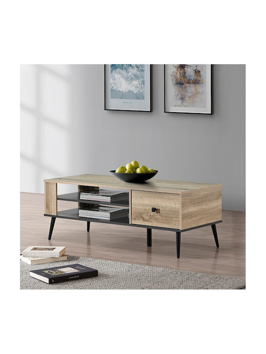 Rectangular Central Coffee Table Zezan Wooden with Drawers Sonoma-Anthracite W120xL51xH44.5cm