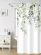 Nima Vera Shower Curtain Fabric with Hooks 180x200cm White, Green