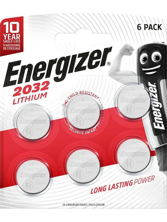Energizer Μπαταρίες Λιθίου Ρολογιών CR2032 3V 6τμχ