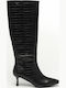 Leder Damenstiefel Schwarz