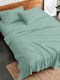 Palatex Set Cearșafuri Dublu Flanel cu Elastic 150x205+30cm. Aqua 4buc
