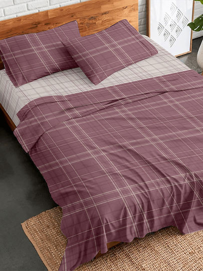Palatex Сет Чаршафи Двойни Фланелени 200x260см. Beluga Mauve-beige 4бр