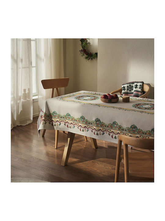 Gofis Home Christmas Tablecloth Fabric Beige L1...