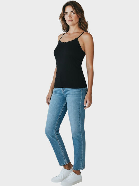 Women's T-Shirt with Spaghetti Strap Black